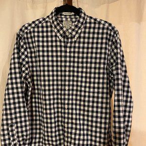 J Crew Navy Check , Large Slim Untucked